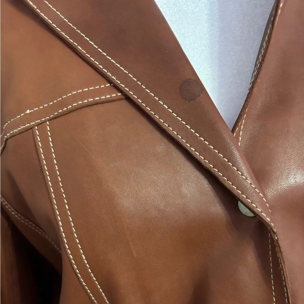 Charter Club Brown Leather Jacket - Picture 4 of 8